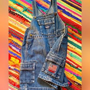 Osh Kosh Overalls Vintage Jean 4th Of July American Flag Vestbak 24 Months